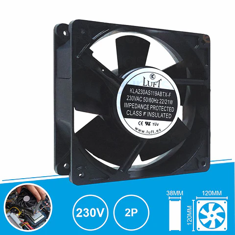 Ventoinha 230V 120x120x38mm 2 Pinos KLA230AS119ABTX-F LUFT