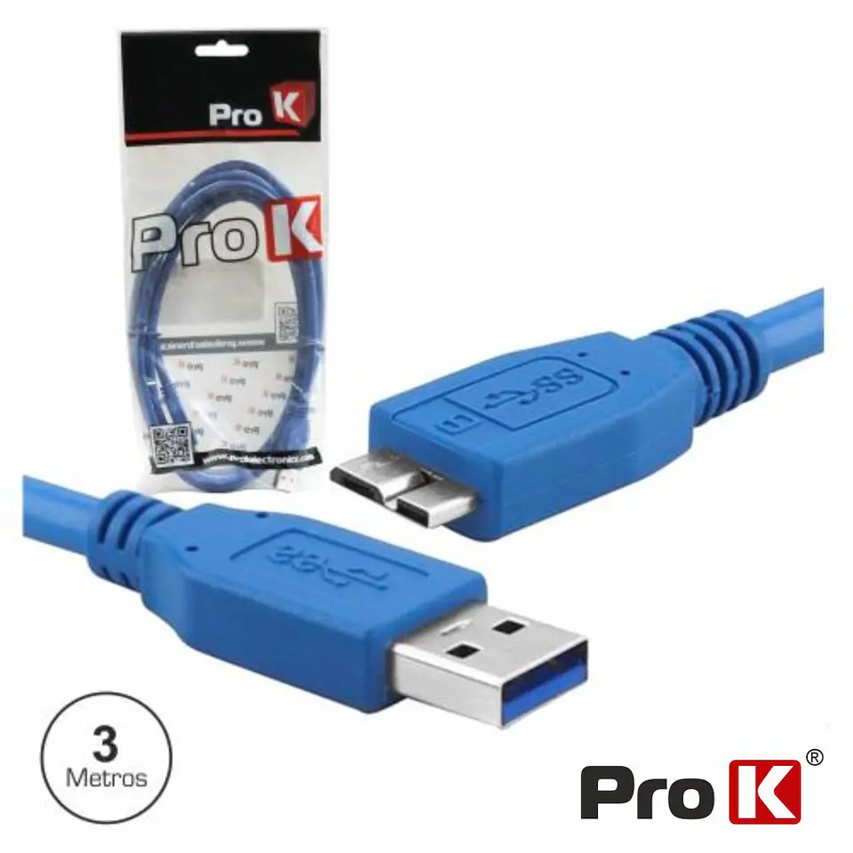 CABO USB-A 3.0 MACHO / MICRO USB-B MACHO 3M PROK 1