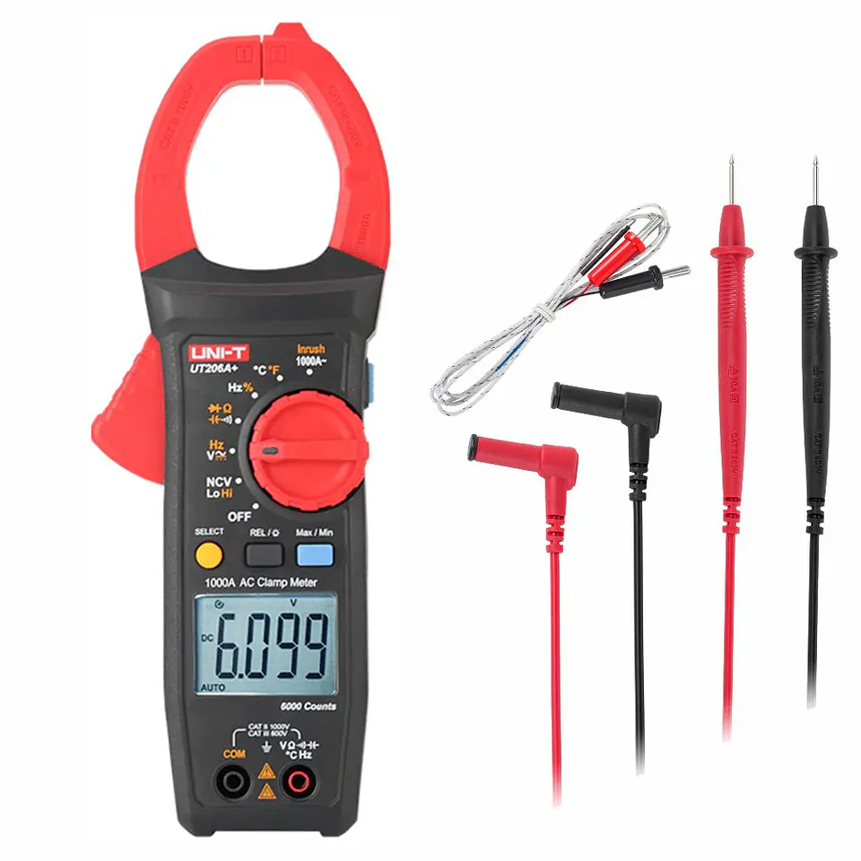Pinça Amperimétrica Digital 600A 600V 60MOhm UNI-T 1