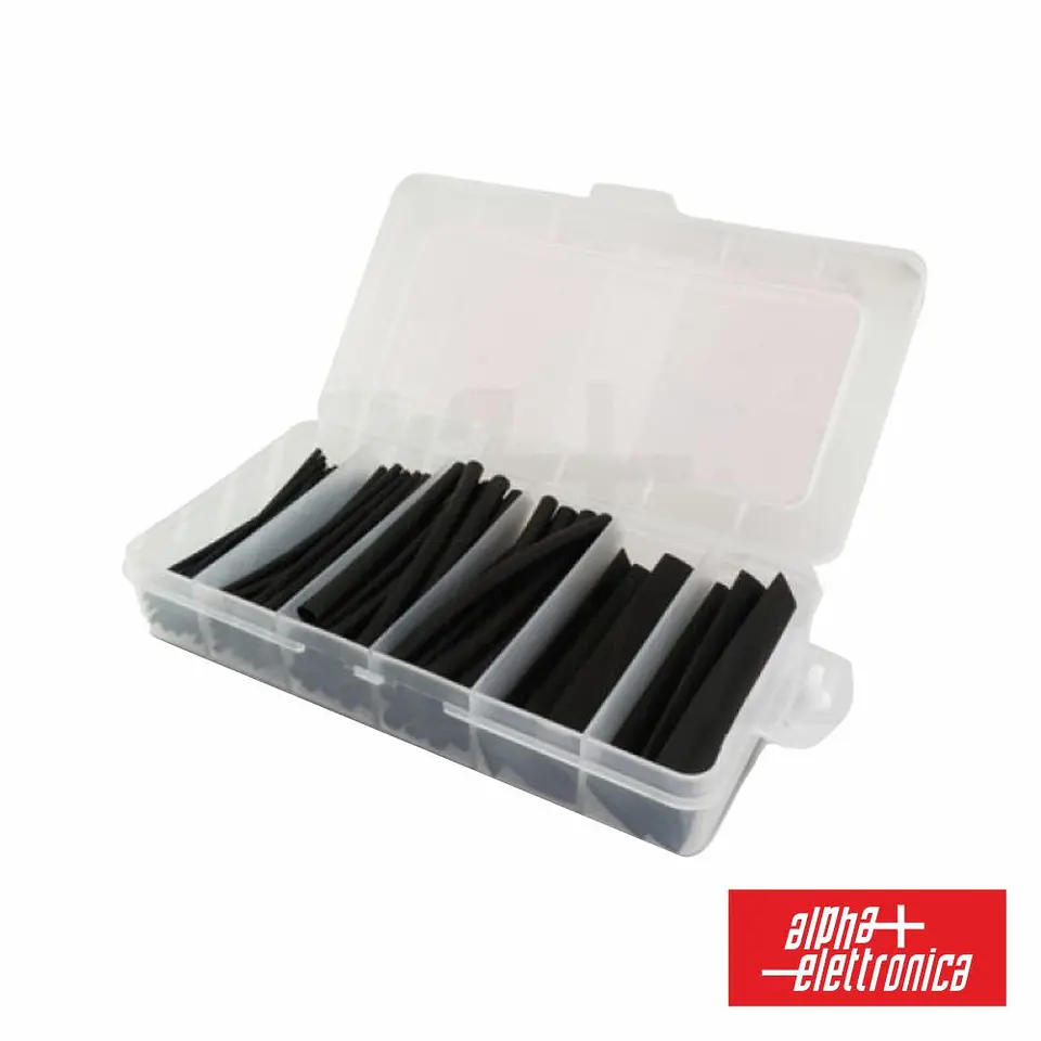 Conjunto de Tubos Manga Termoretráctil 100pcs Preto ALPHA 1