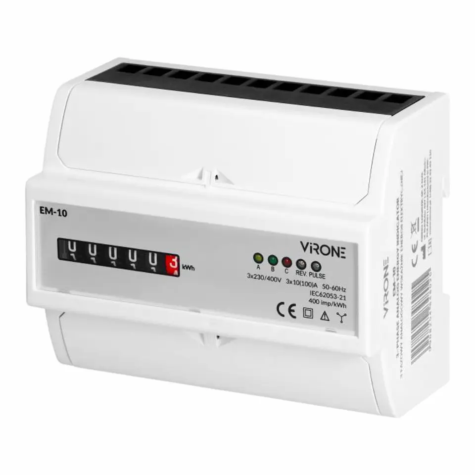 Contador Energia Analógico Trifásico 230V/100A 7 Módulos DIN 1