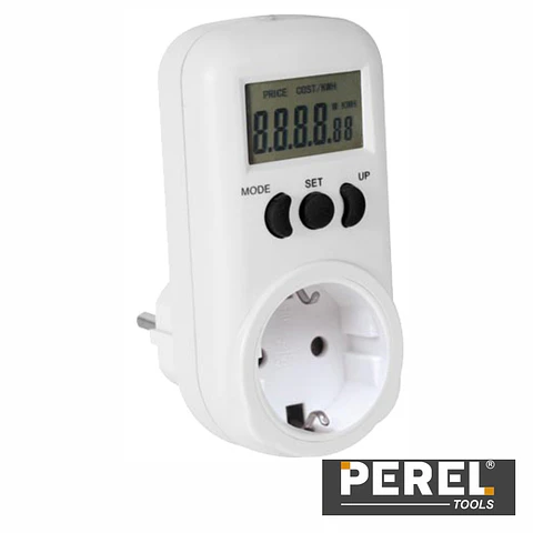 CONTADOR DE ENERGIA 230V/16A C/ TOMADA TERRA LATERAL PEREL