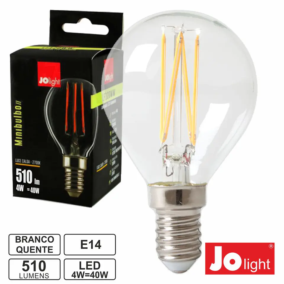 LÂMPADA E14 4W 230V FILAMENTOS GLOBO 2700K 510LM 1