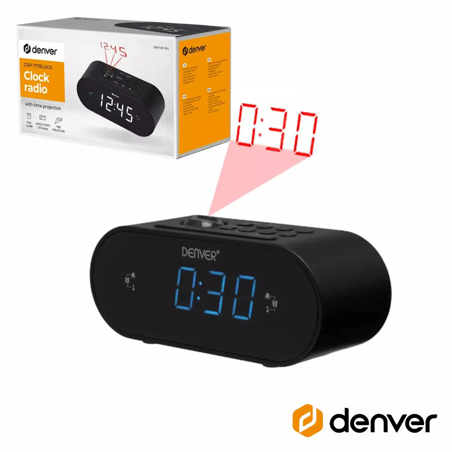 Relógio Despertador FM Digital DENVER 1