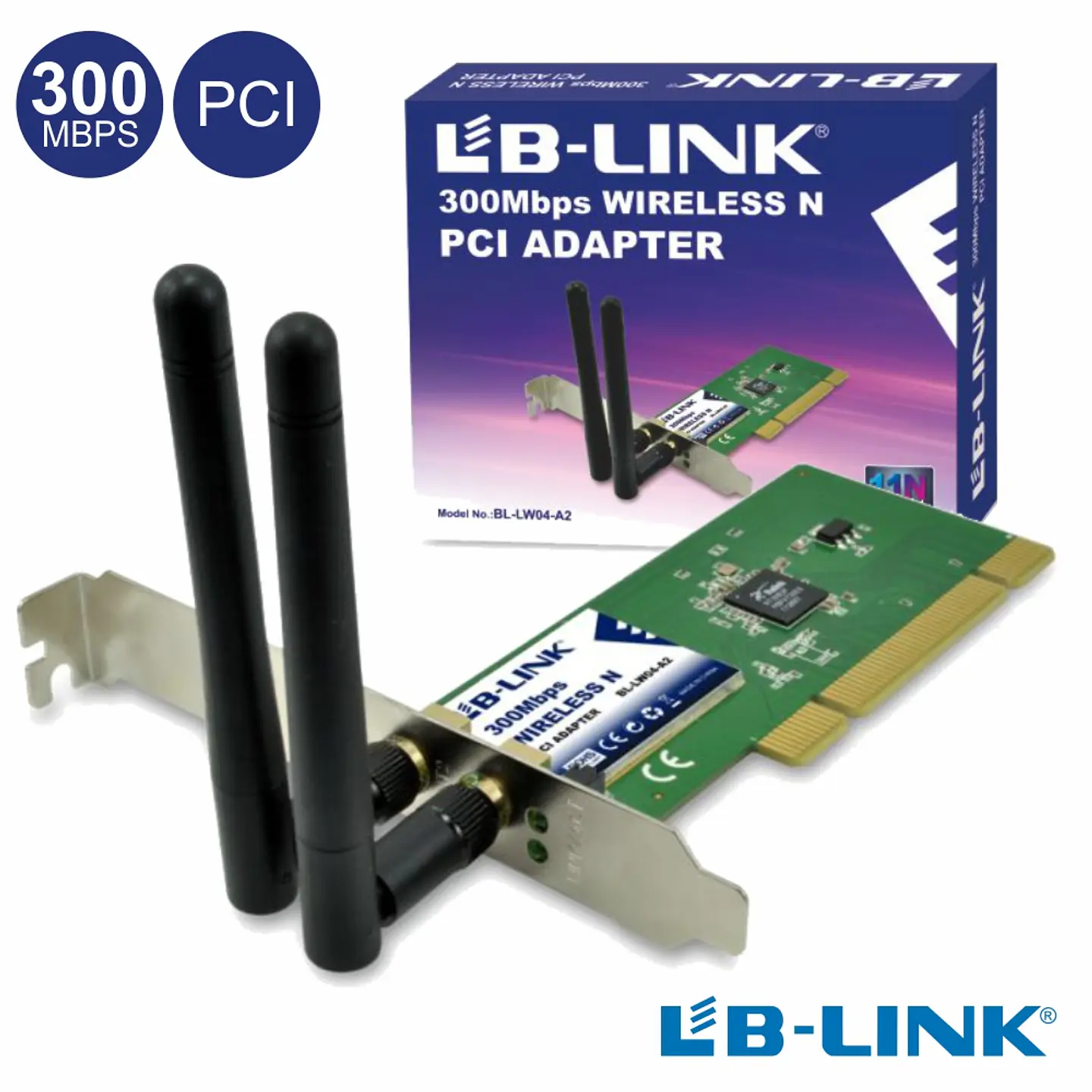 ADAPTADOR PCI WIFI 802.11B/G/N 300MBPS LB-LINK 1