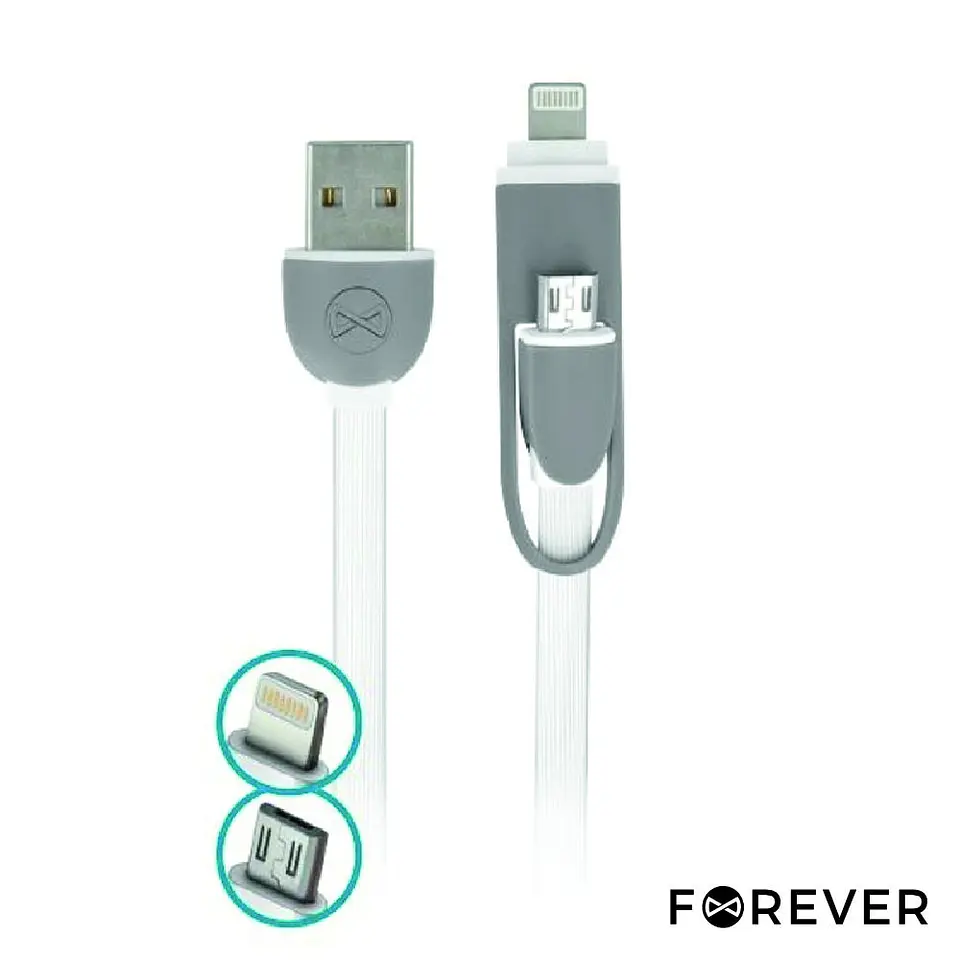 CABO USB-A 2.0 MACHO / MICRO USB-B E APPLE 8P 1M BRANCO 1