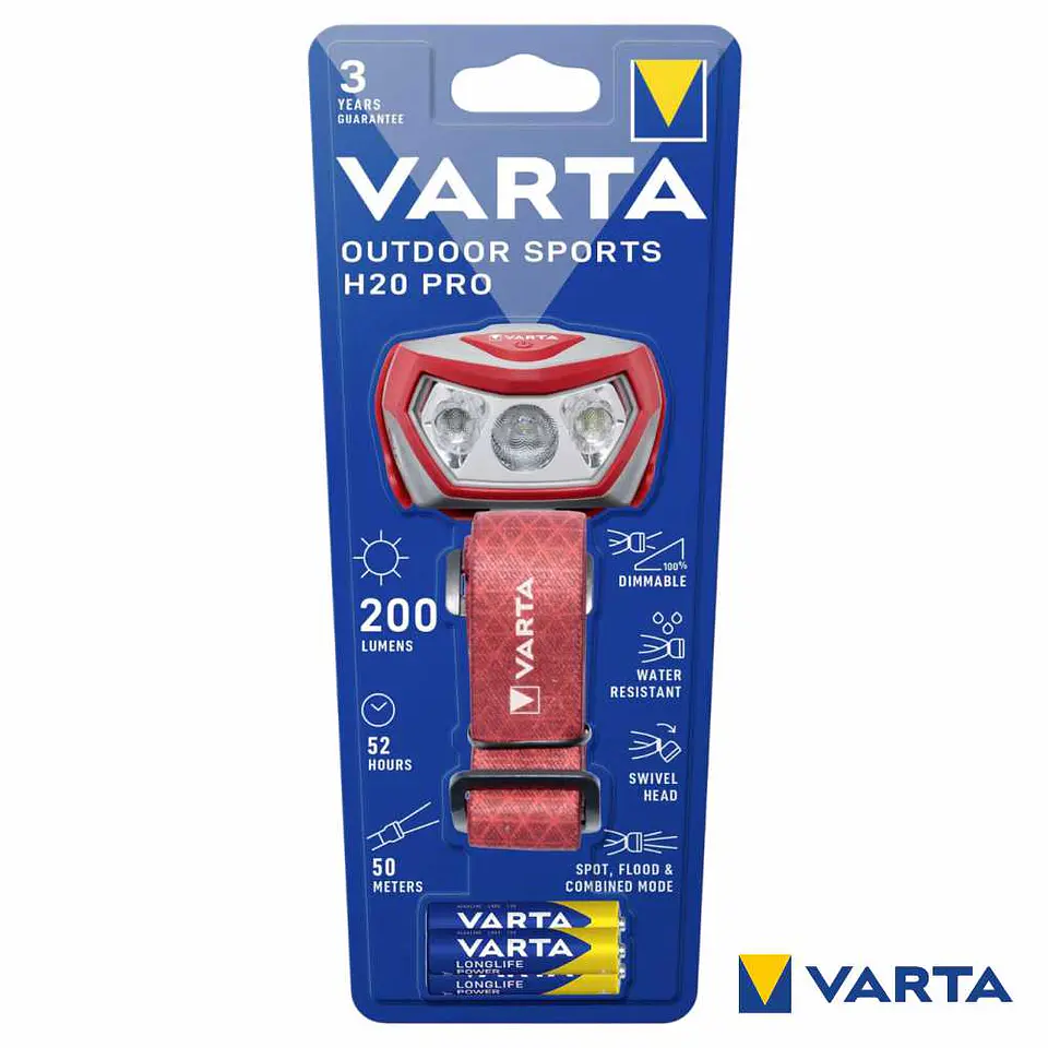 Lanterna de Cabeça LED Outdoor Sports H20 PRO VARTA 1