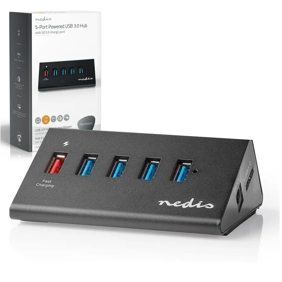 Hub USB 5 Portas USB 3.0 QuickCharge NEDIS 1
