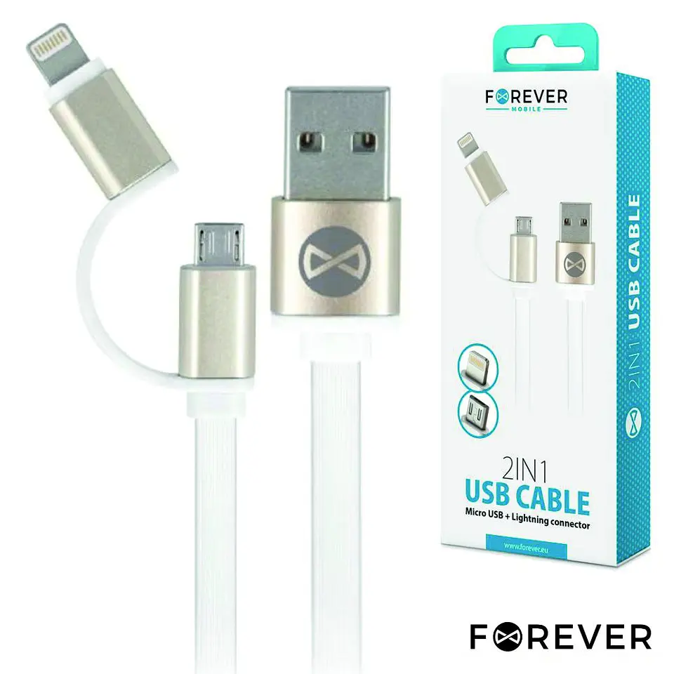 CABO USB-A 2.0 MACHO / MICRO USB-B E APPLE 8P 1M BRANCO 1