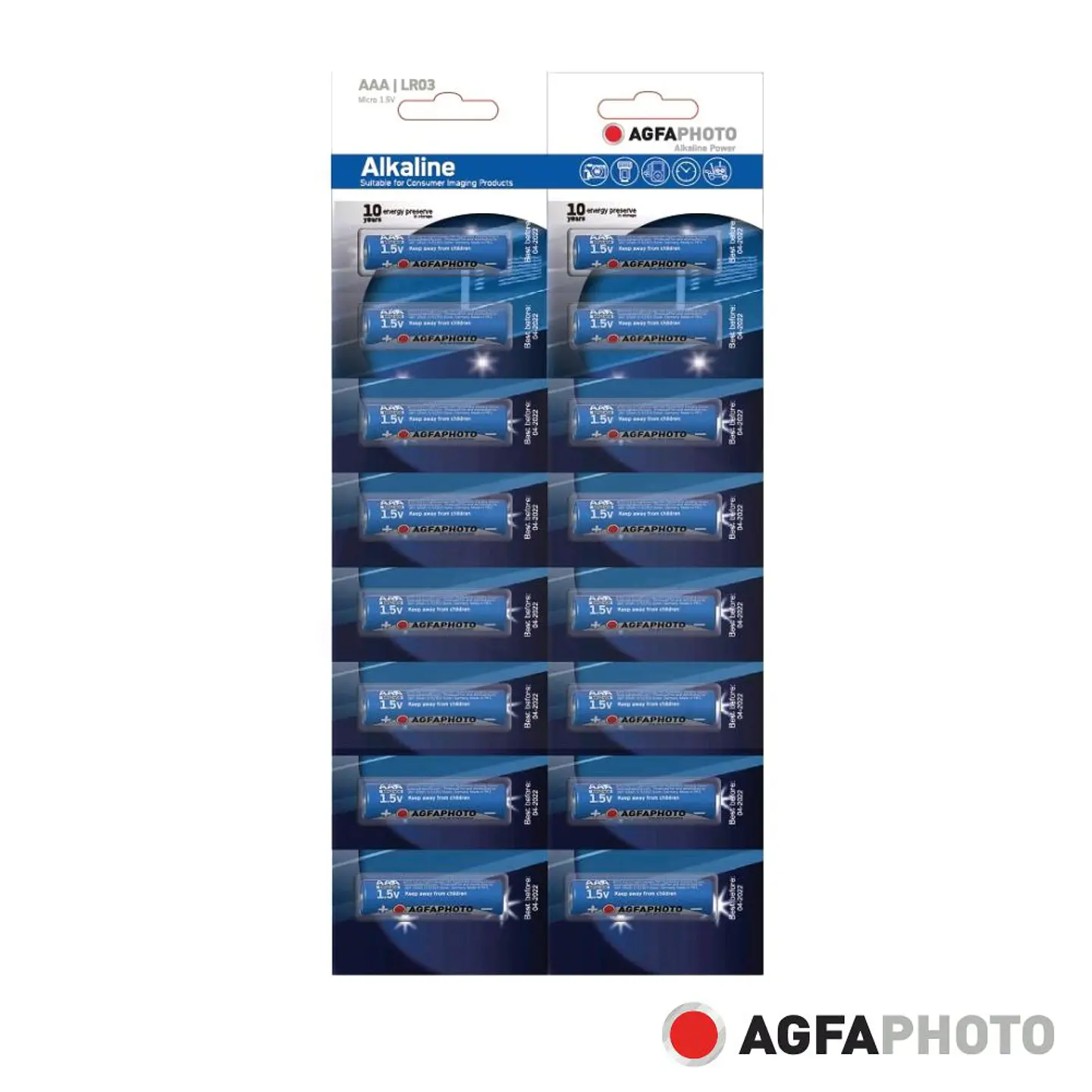 Pilha Alcalina LR03/AAA 1.5V 16x Blister POWER AGFAPHOTO 1