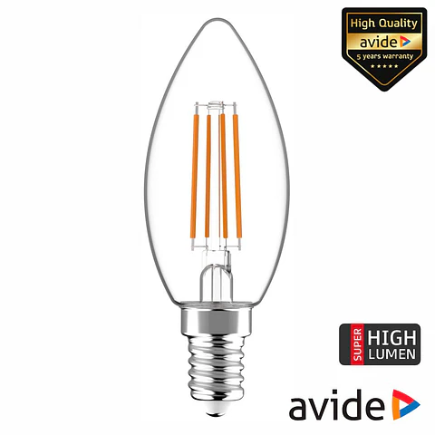 Lâmpada LED E14 Vela Filamento 4.9W 230V 4000K 806lm AVIDE