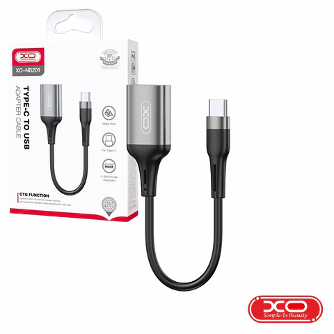 Cabo Adaptador USB-C Macho/USB-A 2.0 Fêmea OTG XO