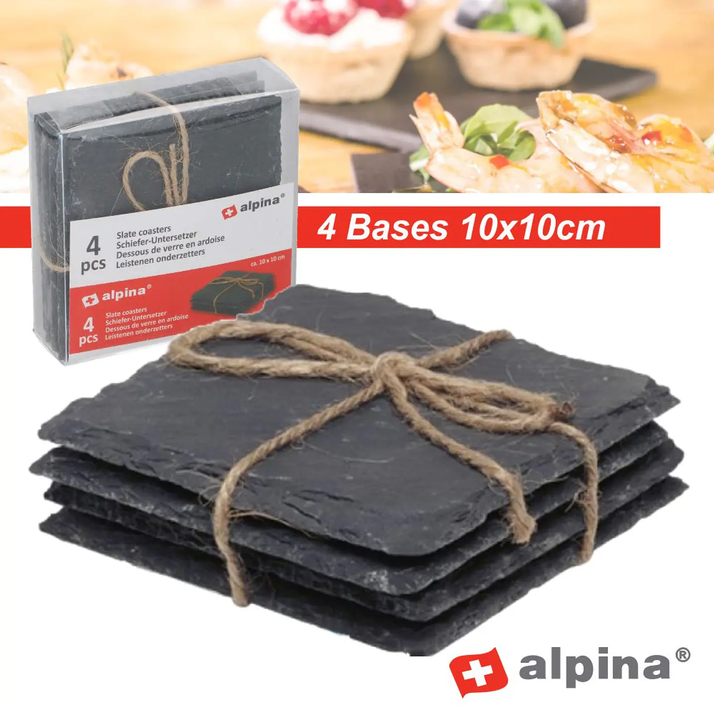 CONJUNTO 4 BASES ARDÓSIA 10X10CM ALPINA 1