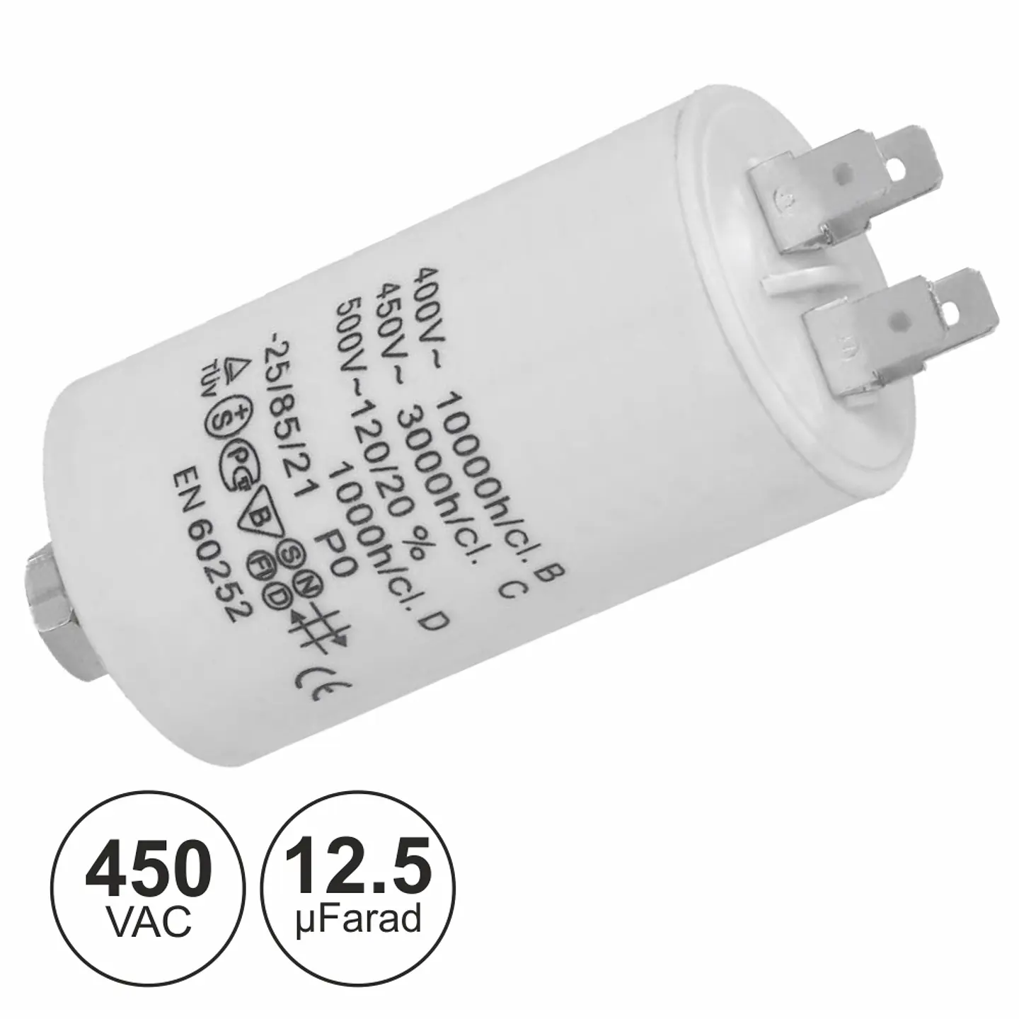 CONDENSADOR ARRANQUE 12.5uF 450V + TERRA 1