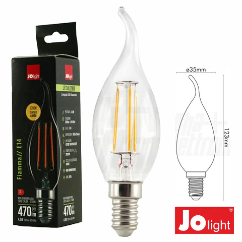 Lâmpada LED E14 Vela Filamento 4.5W 2700K 470lm JOLIGHT