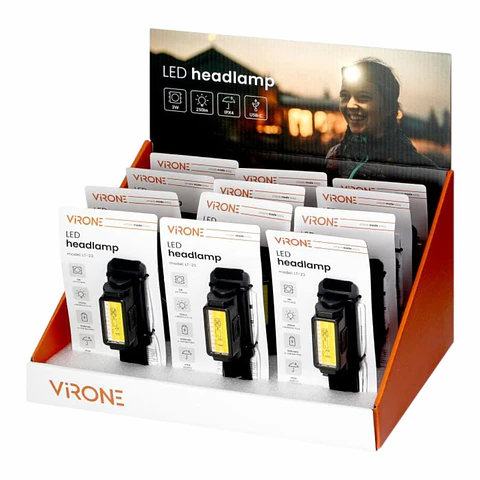 Expositor 12x Lanternas De Cabeça LED COB 250lm CCT VIRONE
