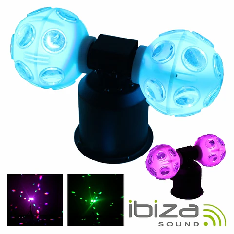 PROJETOR LUZ C/ 2 BOLAS ROTATIVAS 4 LEDS RGB 9W IBIZA