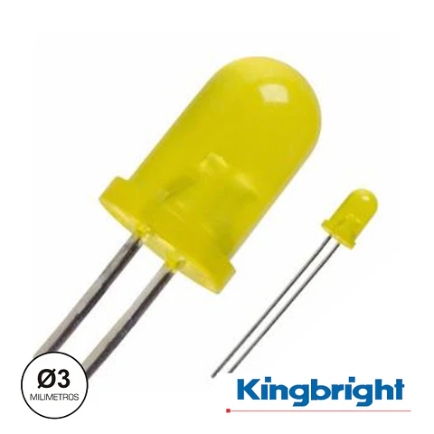 LED 3MM ALTO BRILHO AMARELO DIFUSO KINGBRIGHT