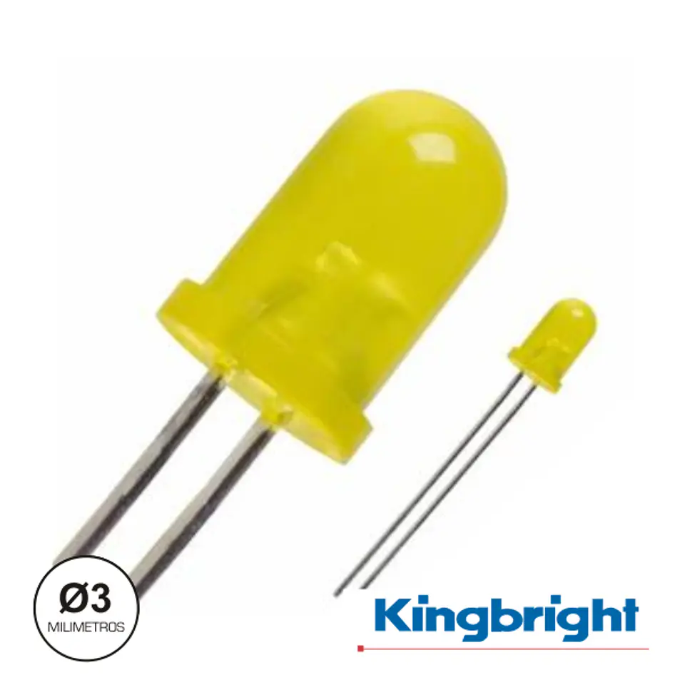 LED 3MM ALTO BRILHO AMARELO DIFUSO KINGBRIGHT 1