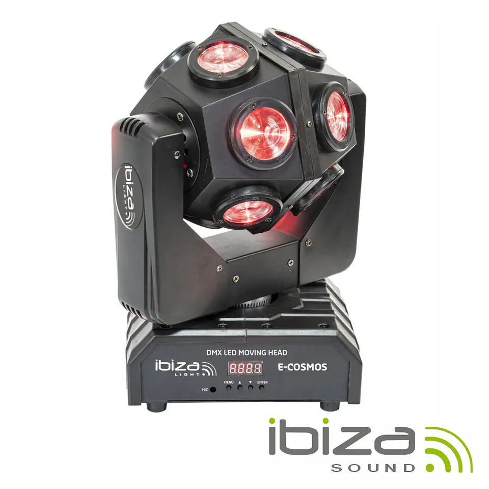 Moving Head Mini 12 LEDS 10W RGB DMX Mic IBIZA 1