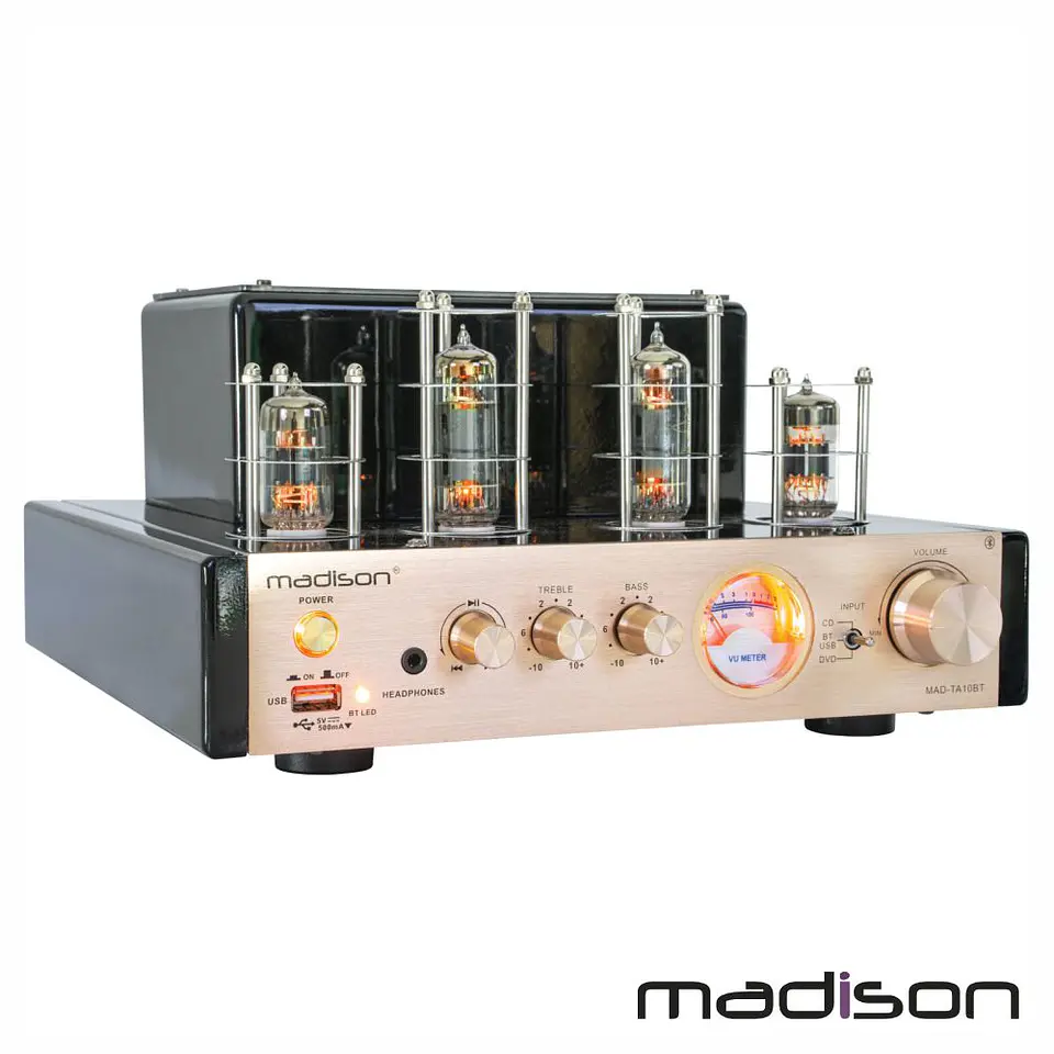 AMPLIFICADOR A VÁLVULAS 2X50W VINTAGE USB/BT MADISON 1