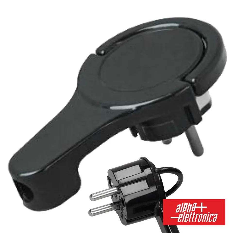 FICHA SCHUKO MACHO C/ TERRA ANEL EXTRAÇÃO 250V PRETO 1