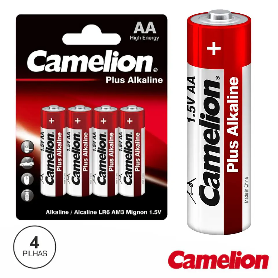 PILHA ALCALINA LR6/AA 1.5V 4X BLISTER CAMELION 1