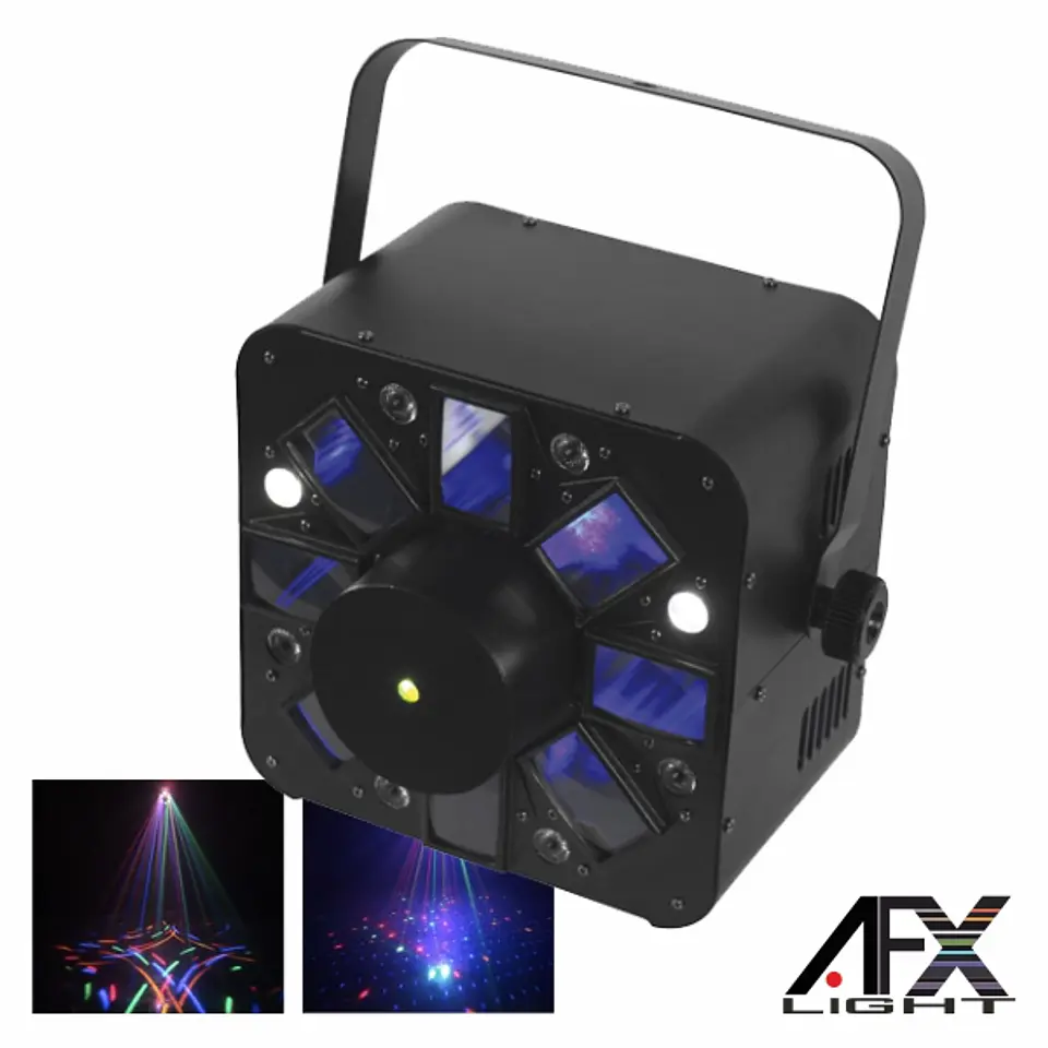 PROJETOR LUZ C/ 5 LEDS 3W RGBAW + 8 LEDS LASER DMX AFXLIGHT 1