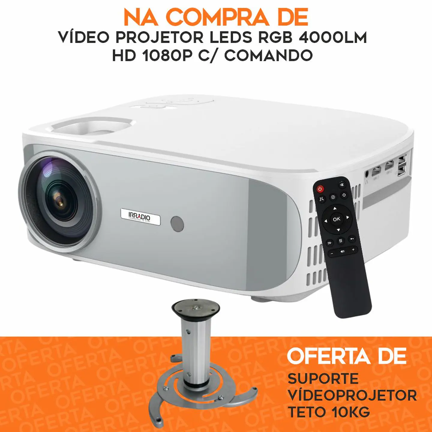 Vídeo Projetor LEDS RGB 4000lm 1080P C/ Oferta Suporte 1