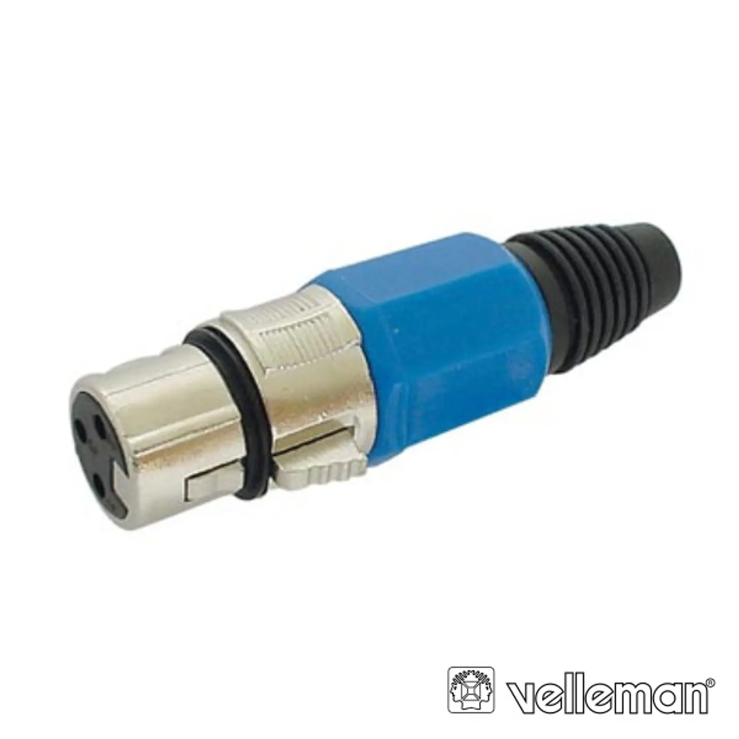 FICHA XLR 3P FÊMEA AZUL C/ BLINDAGEM E BLOQUEIO 1