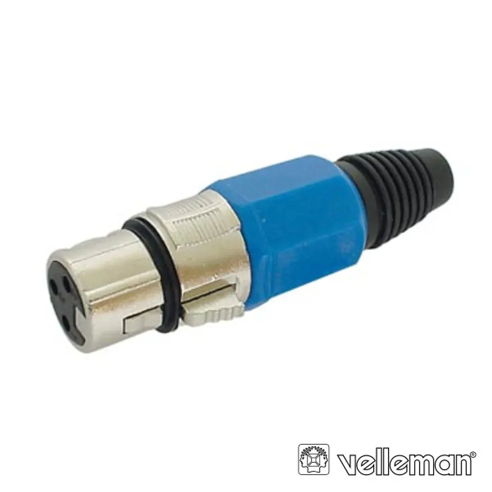 FICHA XLR 3P FÊMEA AZUL C/ BLINDAGEM E BLOQUEIO 1
