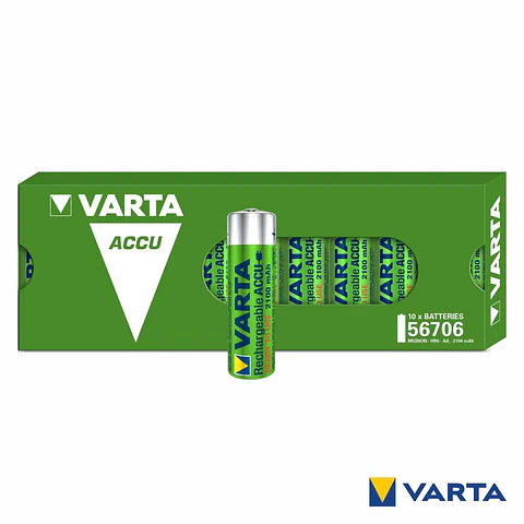 Pilha Recarregável AA 1.2V 2100mA 10x Ready2Use VARTA