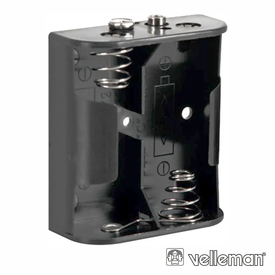 SUPORTE P/ 2 PILHAS C-CELL C/ TERMINAIS SNAP VELLEMAN 1