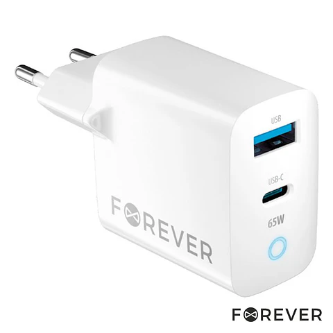 Alimentador Comutado 1xUSB-C/1xUSB-A PD/QC 65W GaN FOREVER