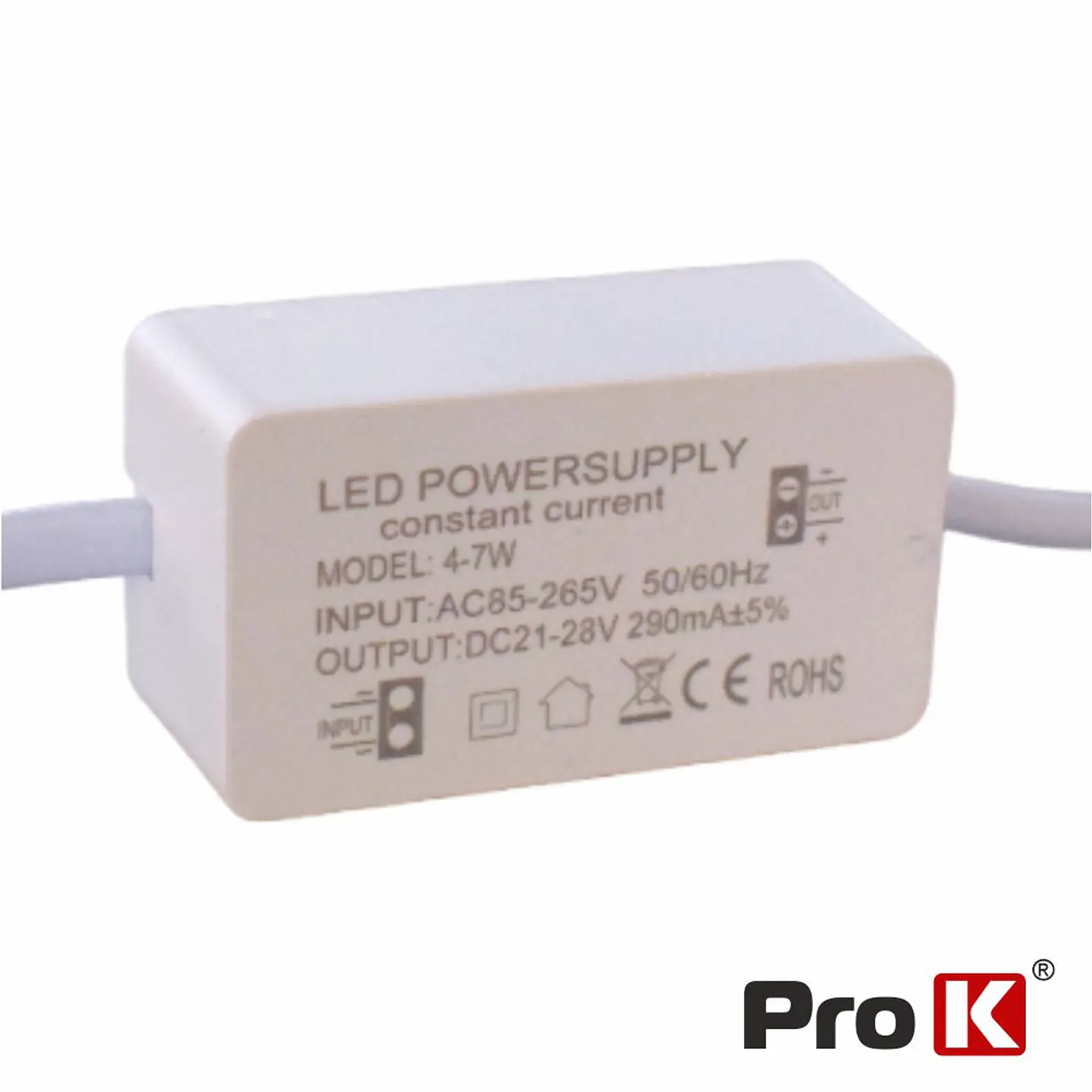 Fonte de Alimentação P/ LED 4-7W 21-28V 290mA PROK 1