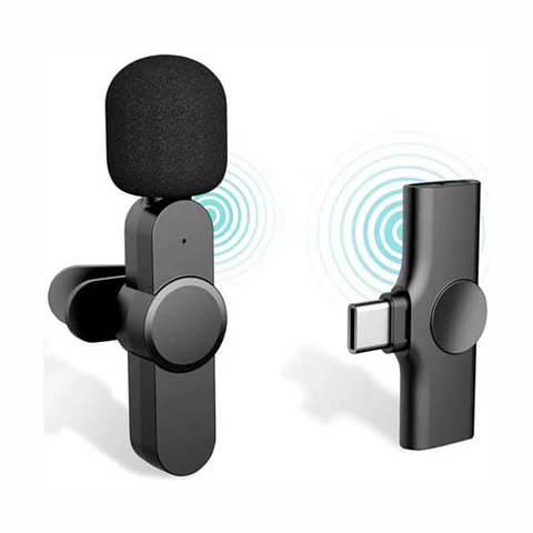 Microfone Lapela S/ fios C/ Receptor USB-C