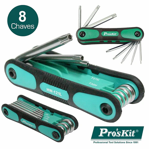 CONJUNTO DE 8 CHAVES TORX C/ FURO PROSKIT