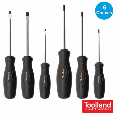 CONJUNTO DE 6 CHAVES FENDAS E PHILIPS TOOLLAND