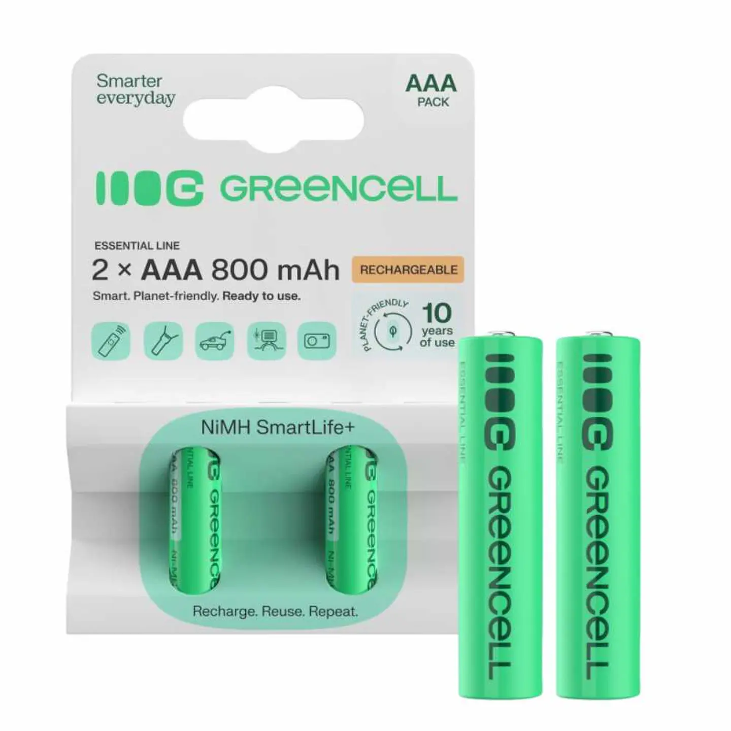 Pilha Recarregável AAA 1.2V 800mA 2x Blister GREEN CELL 1