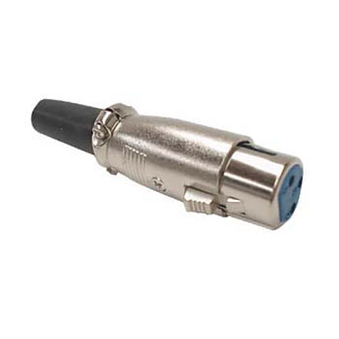 FICHA XLR 3P FÊMEA NIQUELADO CURTO