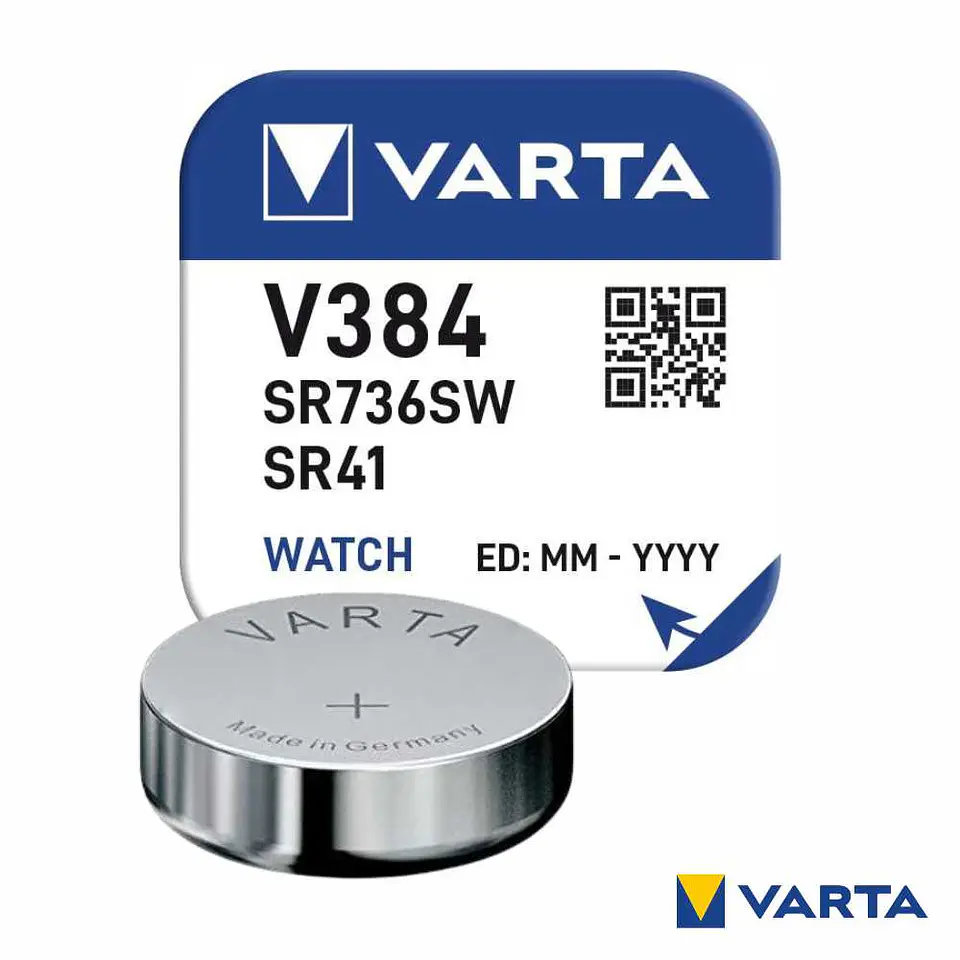 Pilha Óxido Prata Botão V384/SR736SW/SR41 1.55V VARTA 1