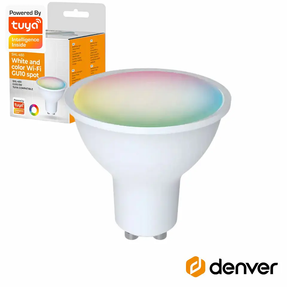 Lâmpada GU10 5W 230V LED RGB WiFi 300lm DENVER 1