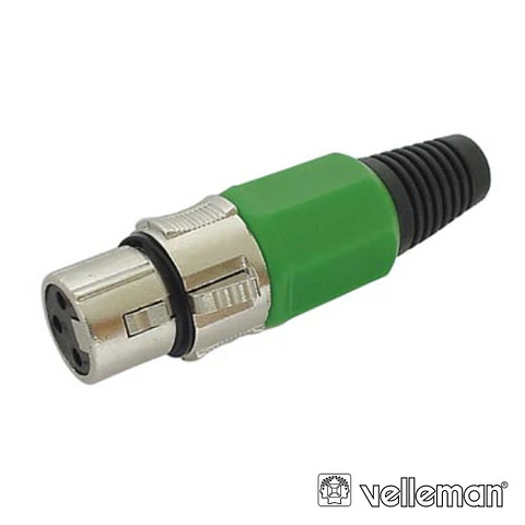 FICHA XLR 3P FÊMEA  VERDE C/ BLINDAGEM E BLOQUEIO