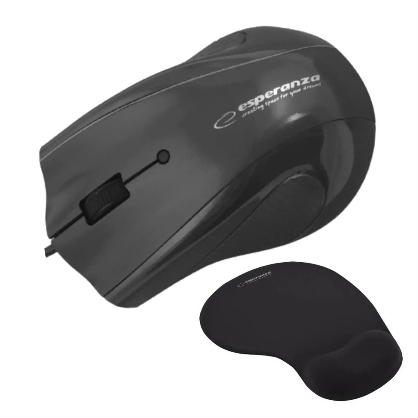 Rato Óptico 1200DPI C/ Fios Preto C/ Tapete P/ Rato de Gel 1