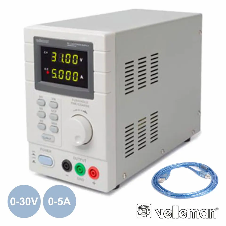 FONTE DE ALIMENTAÇÃO DIGITAL 0-30V / 0-5A CABO USB P/ PC 1