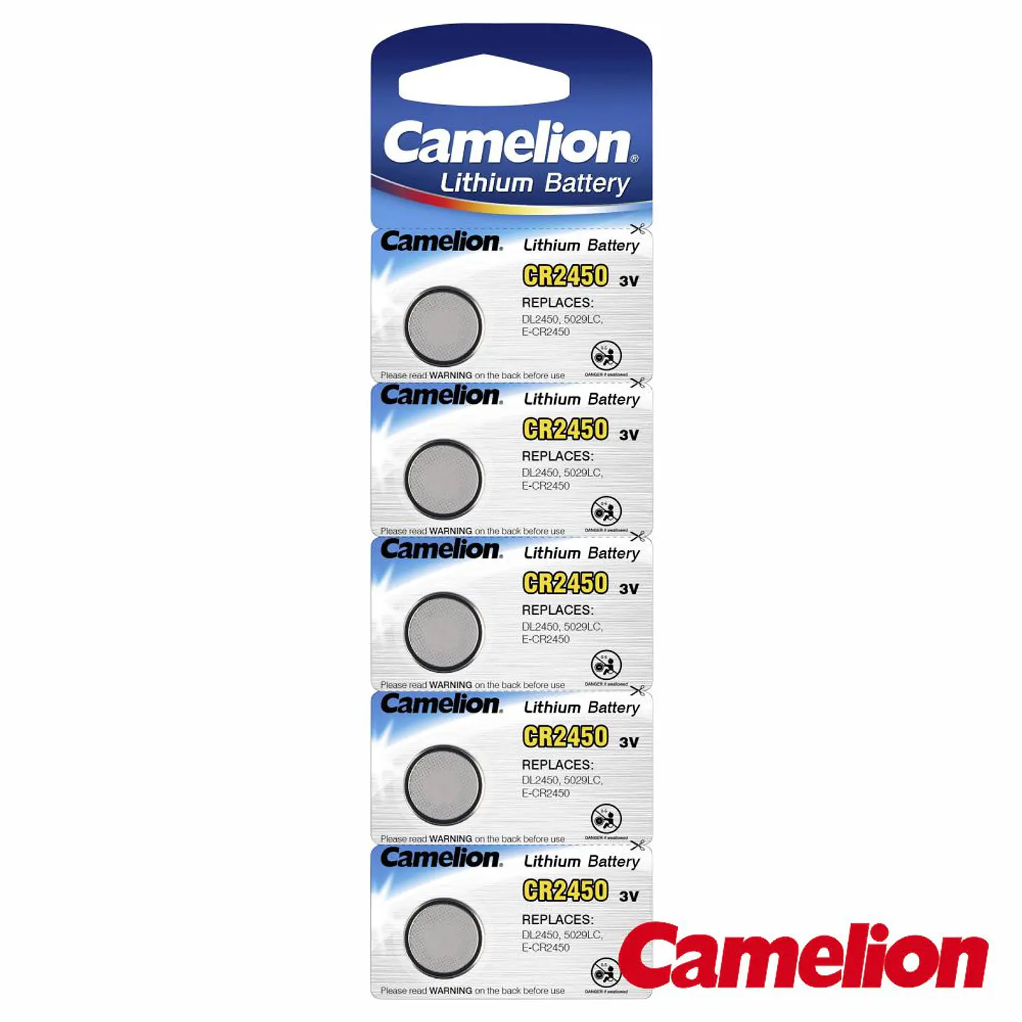 Pilha Lítio Botão CR2450 3V 550mA 5x Blister CAMELION 1