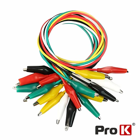 Conjunto 10 Fios 50cm C/ Garras Crocodilo 28mm PROK