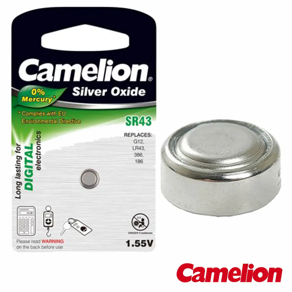 PILHA BOTÃO SR43 / LR43 1.55V 110MA BLISTER CAMELION 1
