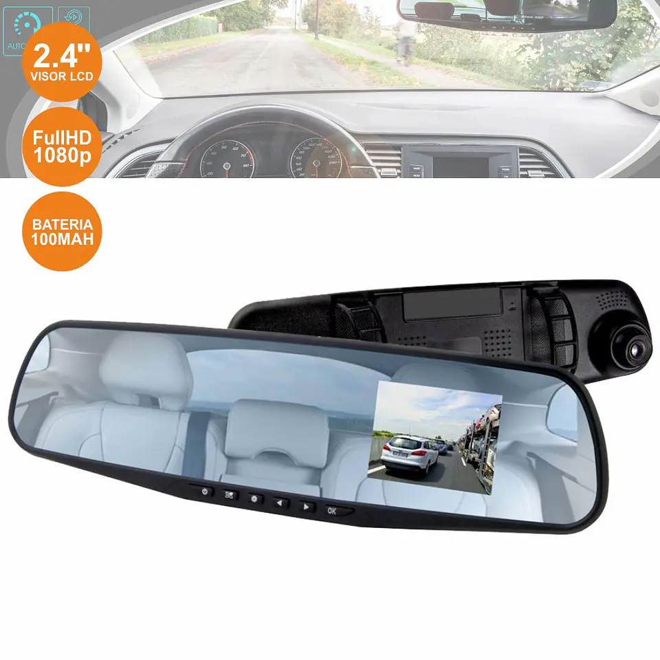 CÂMARA VIGILÂNCIA FHD 1080P ESPELHO RETROVISOR AUTOMÓVEL 2.4 1