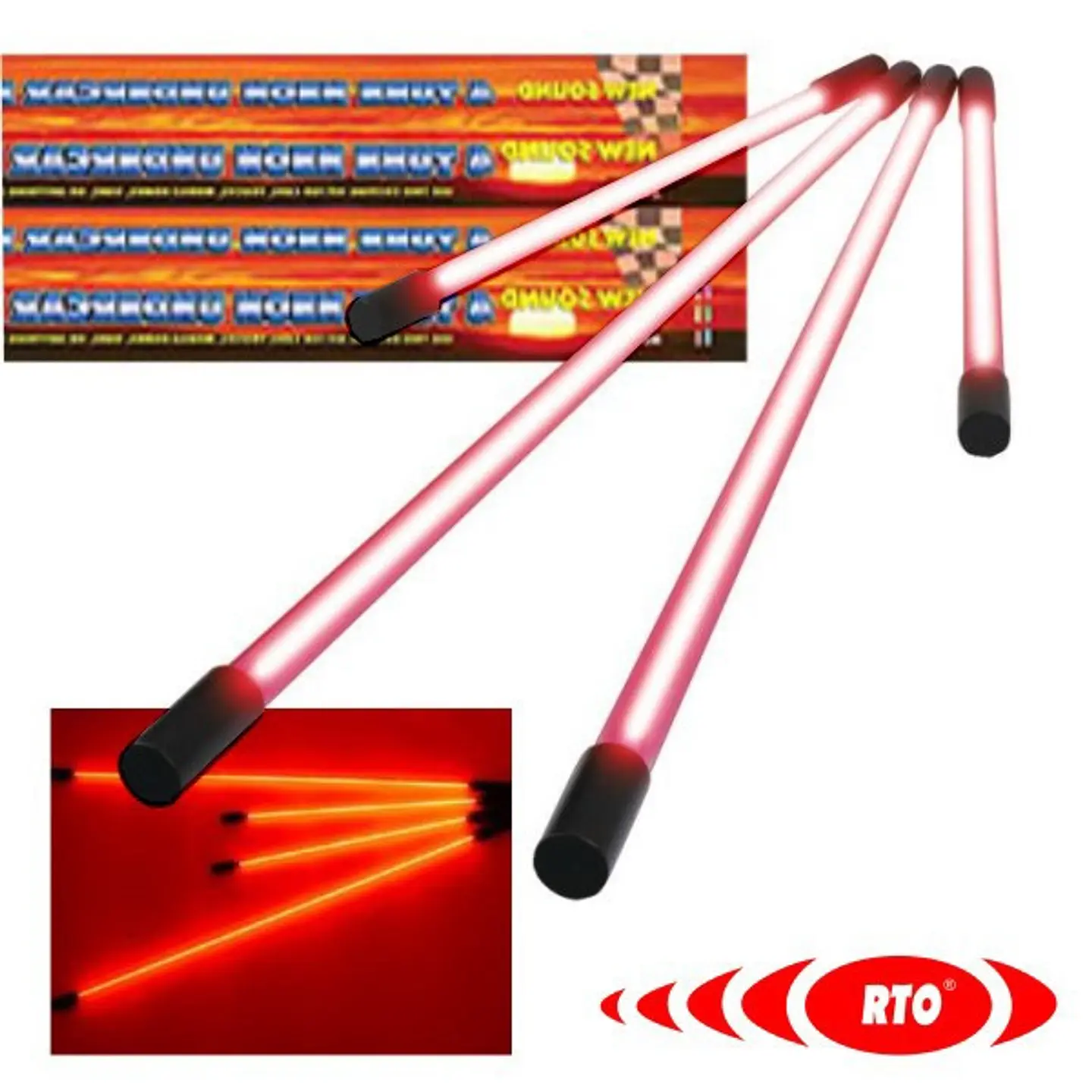CONJUNTO DE 4 NÉONS P/ CHASSI AUTO VERMELHO 1